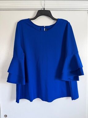 Lane Bryant Cobalt Blue Tiered Bell Sleeve Blouse